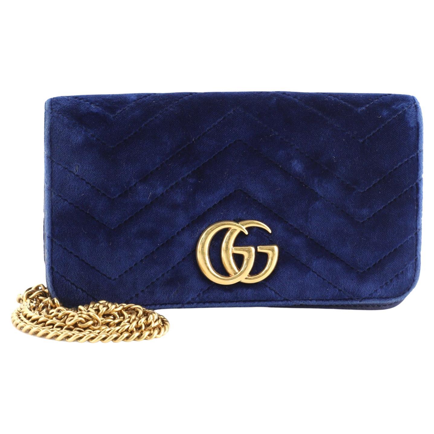 Gucci GG Marmont Kette Klappentasche Matelasse Samt Mini
