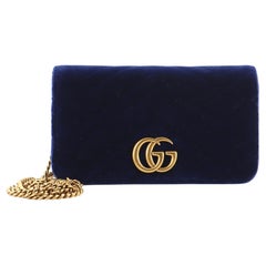 Gucci GG Marmont Kette Klappe Tasche Matelasse Samt Mini