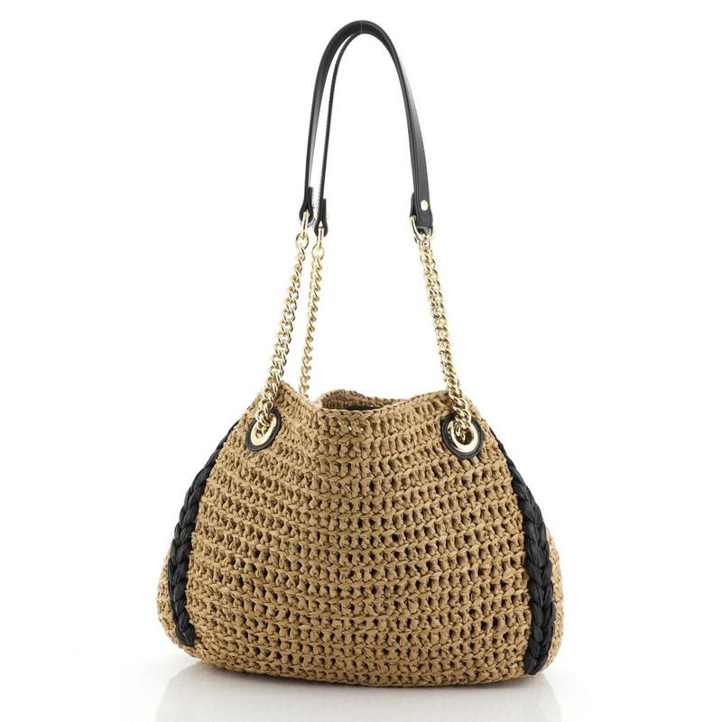Gucci GG Marmont Chain Tote Raffia Klein im Zustand „Gut“ in NY, NY