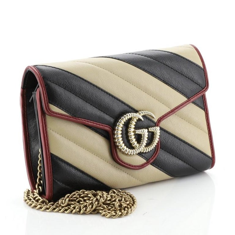 Gucci GG Marmont Chain Wallet Diagonal Quilted Leather Mini at 1stdibs