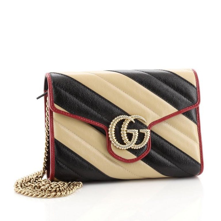 Gucci GG Marmont Chain Wallet Diagonal Quilted Leather Mini at 1stDibs