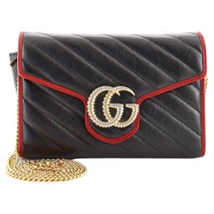 Gucci GG Marmont Chain Wallet Diagonal Quilted Leather Mini