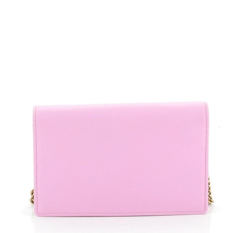 Pink Gucci GG Marmont Chain Wallet Embellished Leather Mini