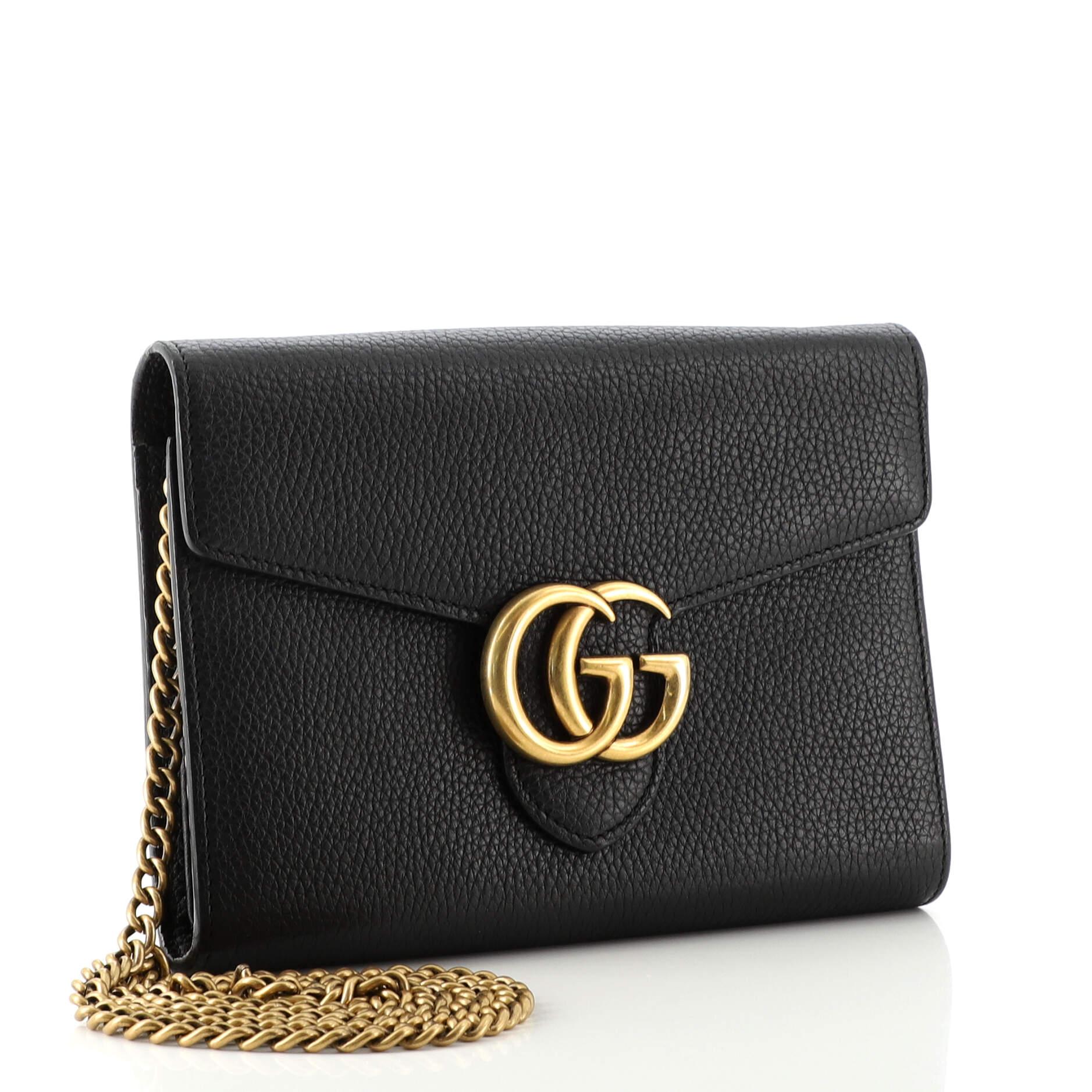 Black Gucci GG Marmont Chain Wallet Leather Mini