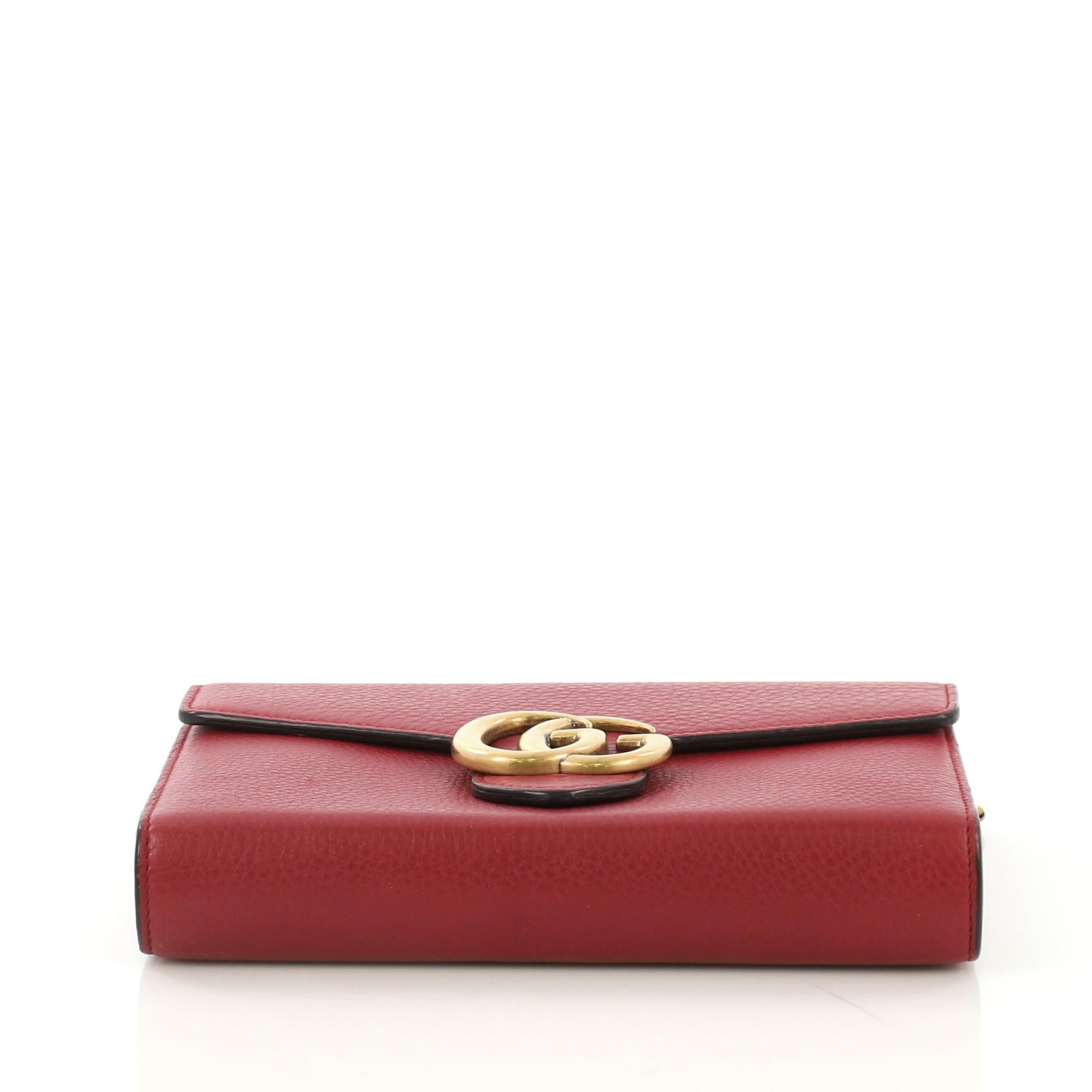 Gucci GG Marmont Chain Wallet Leather Mini In Good Condition In NY, NY