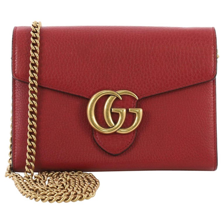 Gucci GG Marmont Chain Wallet Leather Mini at 1stdibs