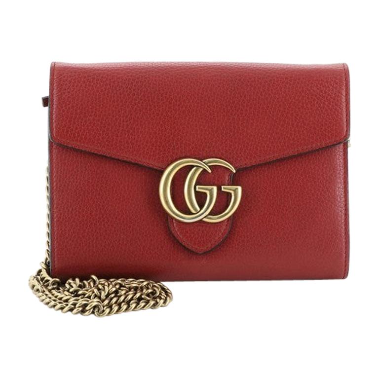 Gucci GG Marmont Chain Wallet Leather Mini at 1stDibs