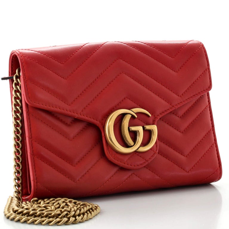 Gucci GG Marmont Chain Wallet Matelasse Leather Mini at 1stDibs