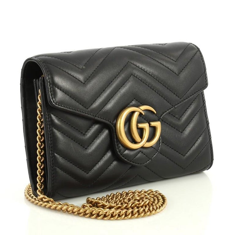 Gucci GG Marmont Chain Wallet Matelasse Leather Mini at 1stdibs