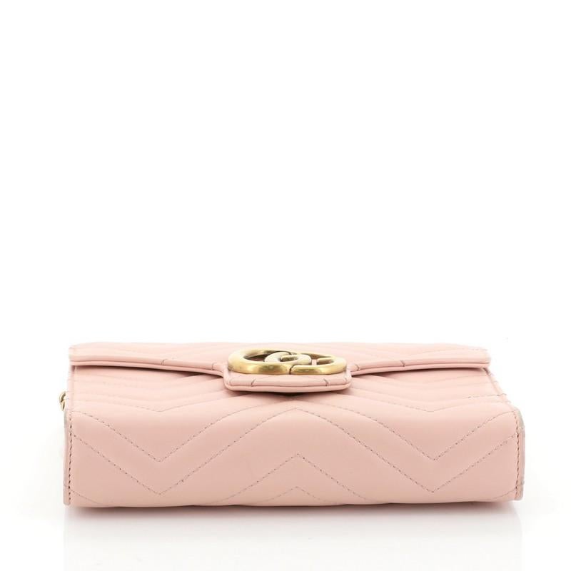 Beige Gucci GG Marmont Chain Wallet Matelasse Leather Mini
