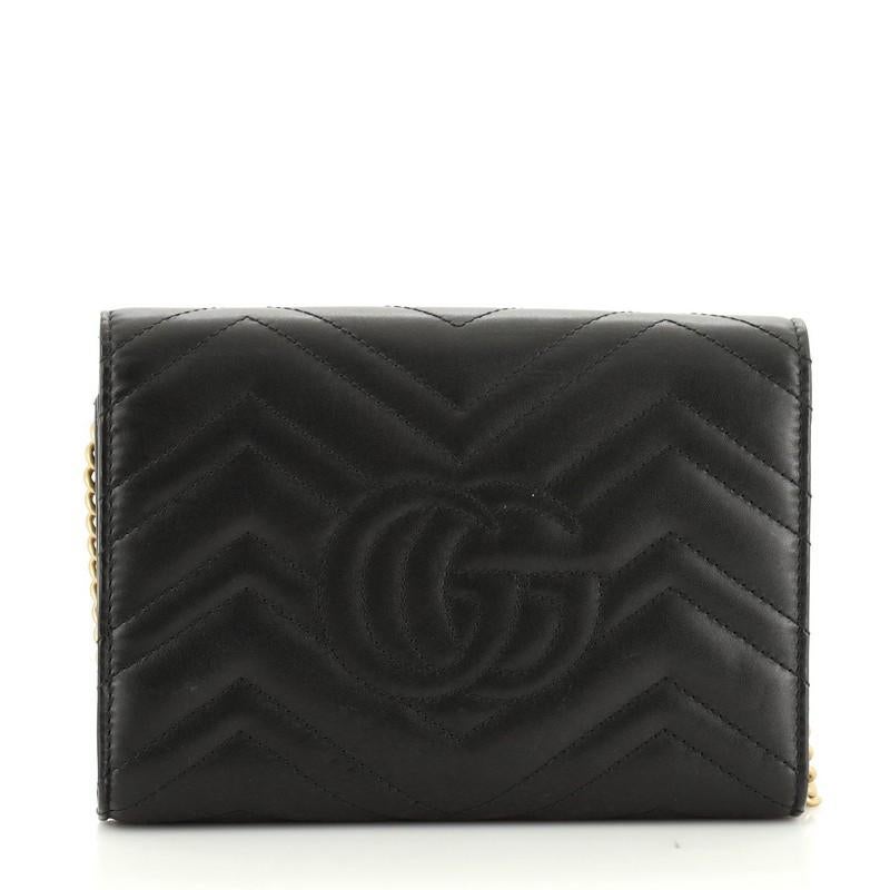 Gucci GG Marmont Chain Wallet Matelasse Leather Mini In Good Condition In NY, NY