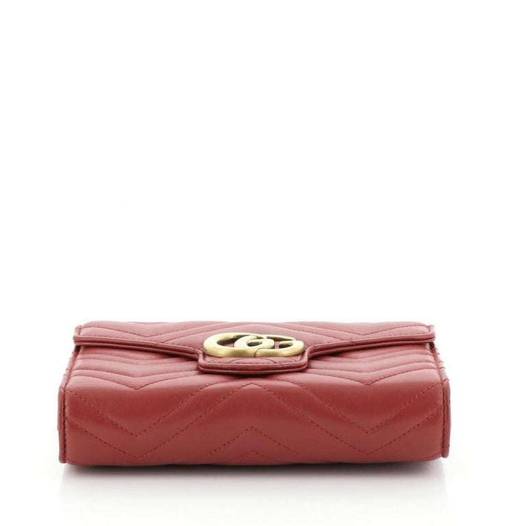 Gucci GG Marmont Chain Wallet Matelasse Leather Mini For Sale at 1stdibs