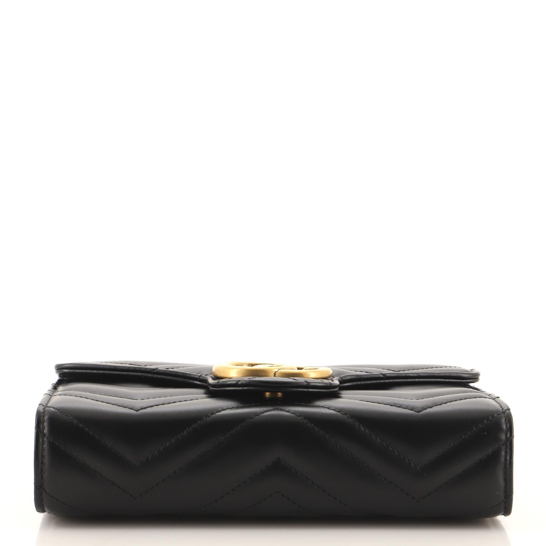Gucci GG Marmont Kette Brieftasche Matelasse Leder Mini im Zustand „Gut“ in NY, NY