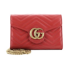 Gucci GG Marmont Chain Wallet Matelasse Leather Mini