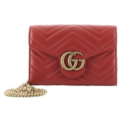 Gucci GG Marmont Chain Wallet Matelasse Leather Mini