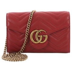 Used Gucci GG Marmont Chain Wallet Matelasse Leather Mini