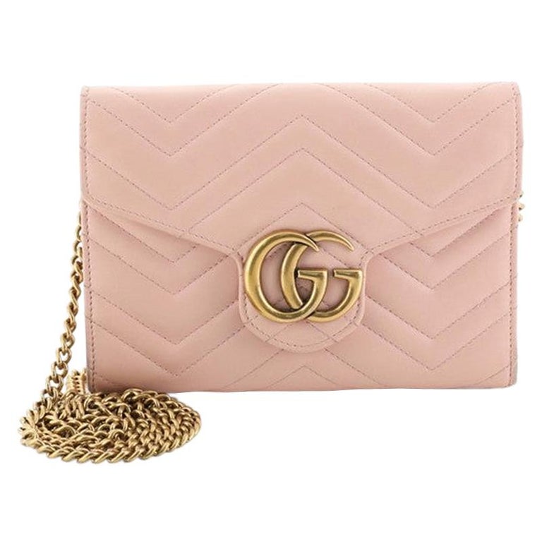 Gucci GG Marmont Chain Wallet Matelasse Leather Mini For Sale at 1stdibs