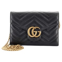 Gucci GG Marmont Chain Wallet Matelasse Leather Mini