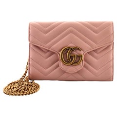 Gucci GG Marmont Kette Brieftasche Matelasse Leder Mini