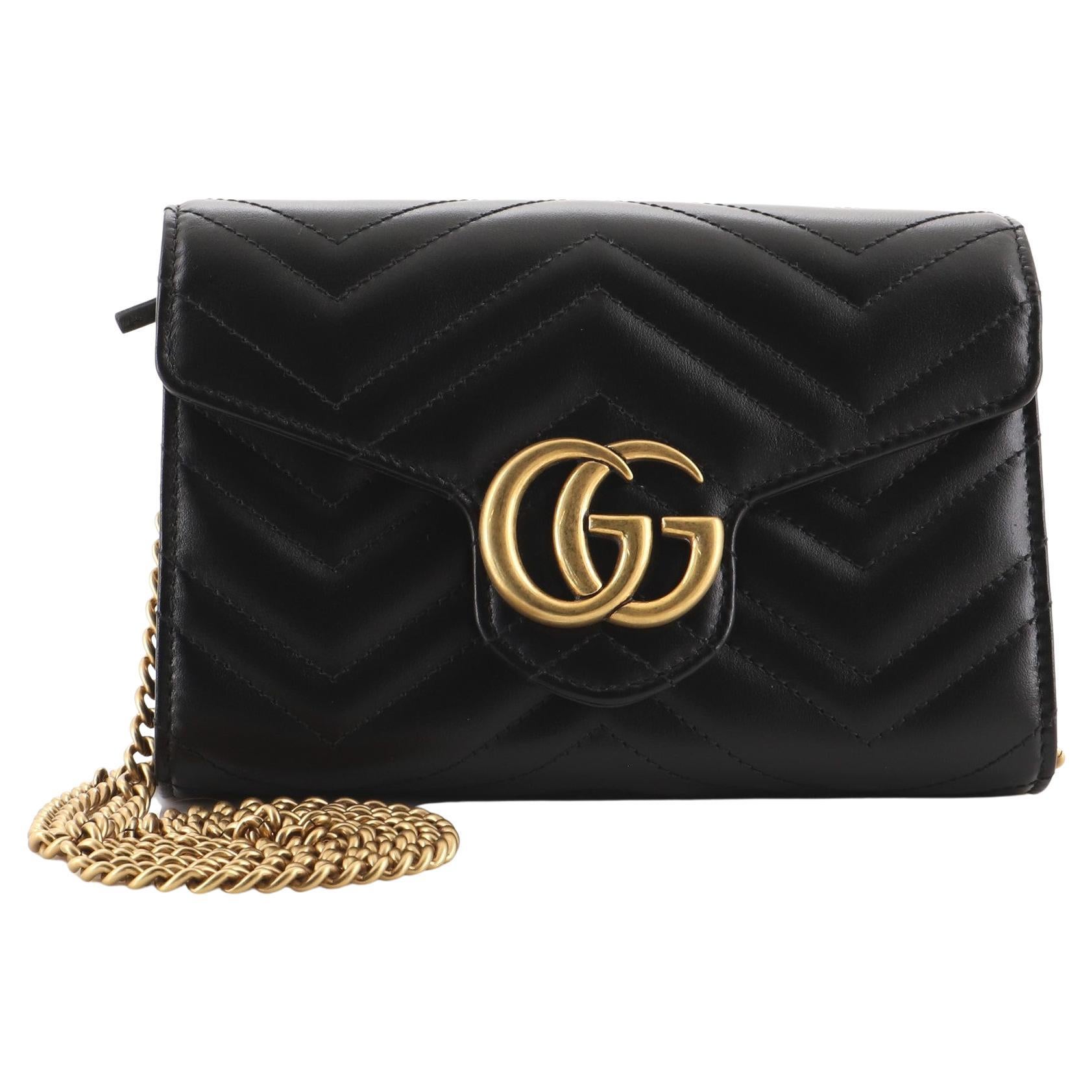 Gucci GG Marmont Chain Wallet Matelasse Leather Mini