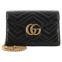 Gucci GG Marmont Kette Brieftasche Matelasse Leder Mini