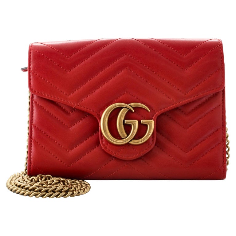 Gucci GG Marmont Chain Wallet Matelasse Leather Mini at 1stDibs