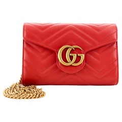 Gucci GG Marmont Chain Wallet Matelasse Leather Mini