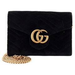 Gucci GG Marmont Chain Wallet Matelasse Velvet Min