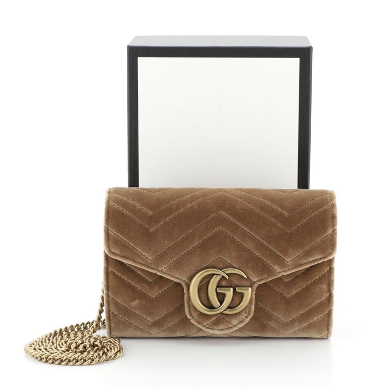 Gucci GG Marmont Chain Wallet Matelasse Velvet Mini at 1stDibs