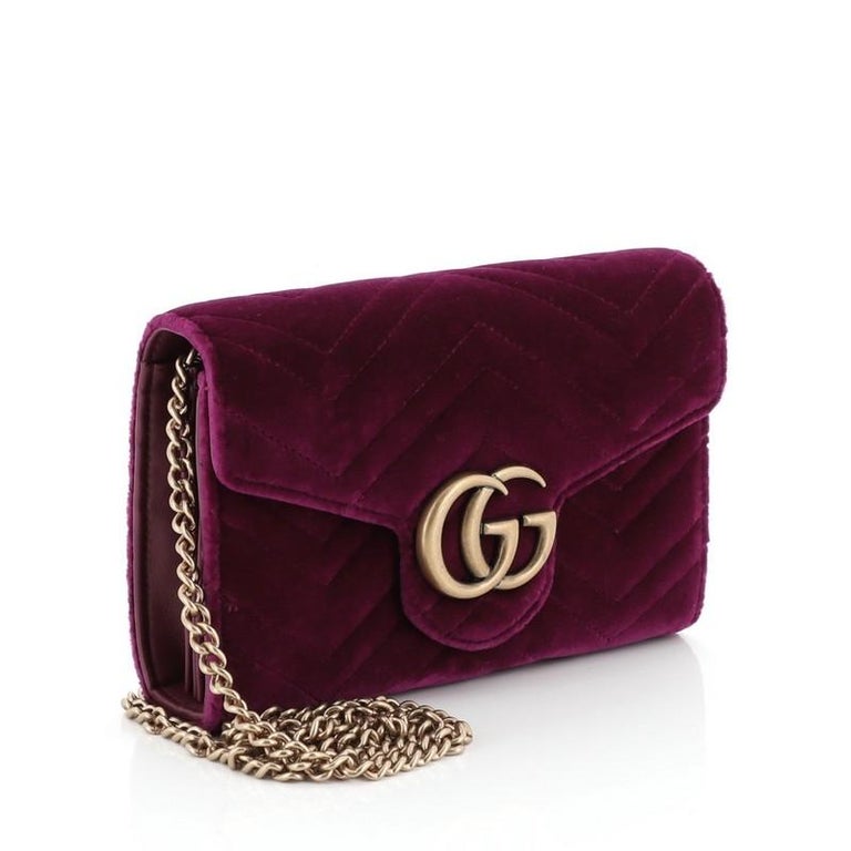 Gucci GG Marmont Chain Wallet Matelasse Velvet Mini at 1stdibs