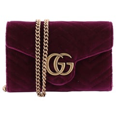 Gucci GG Marmont Chain Wallet Matelasse Velvet Mini