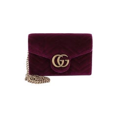 Used Gucci GG Marmont Chain Wallet Matelasse Velvet Mini