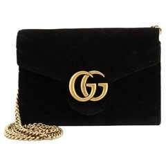 Gucci GG Marmont Kette Brieftasche Matelasse Samt Mini