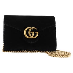 Gucci GG Marmont Kette Brieftasche Matelasse Samt Mini