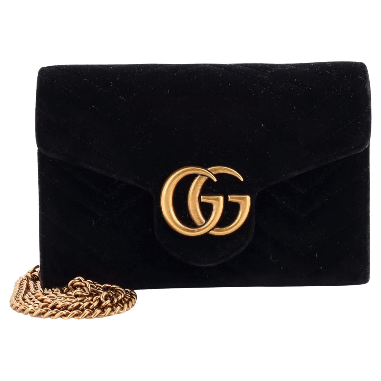 Gucci GG Marmont Chain Wallet Matelasse Velvet Mini