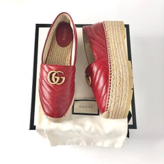 Gucci GG Marmont Charlotte Quilted Matelassé Platform Espadrille 38