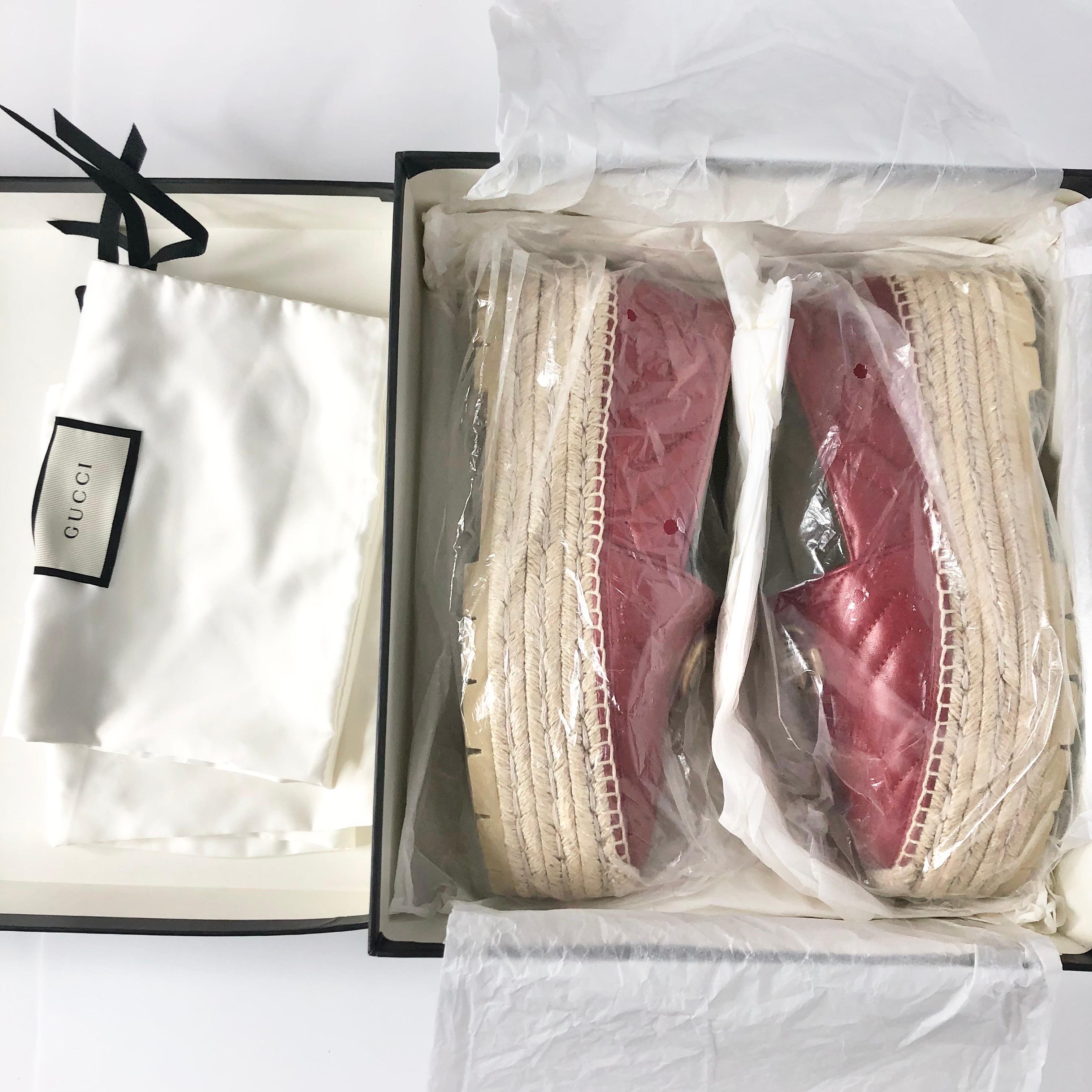 Gucci GG Marmont Charlotte Trapuntato Matelassé Piattaforma Espadrille 38 in vendita 3