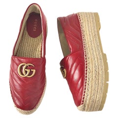 Gucci GG Marmont Charlotte Trapuntato Matelassé Piattaforma Espadrille 38