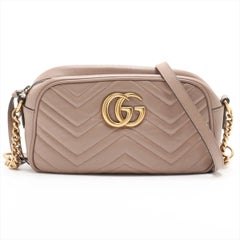 Gucci GG Marmont Chevron Leather Shoulder Bag Pink