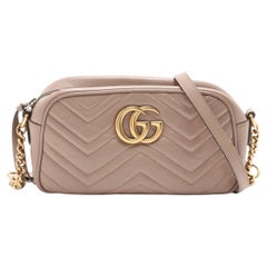 Gucci GG Marmont Chevron Leather Shoulder Bag Pink