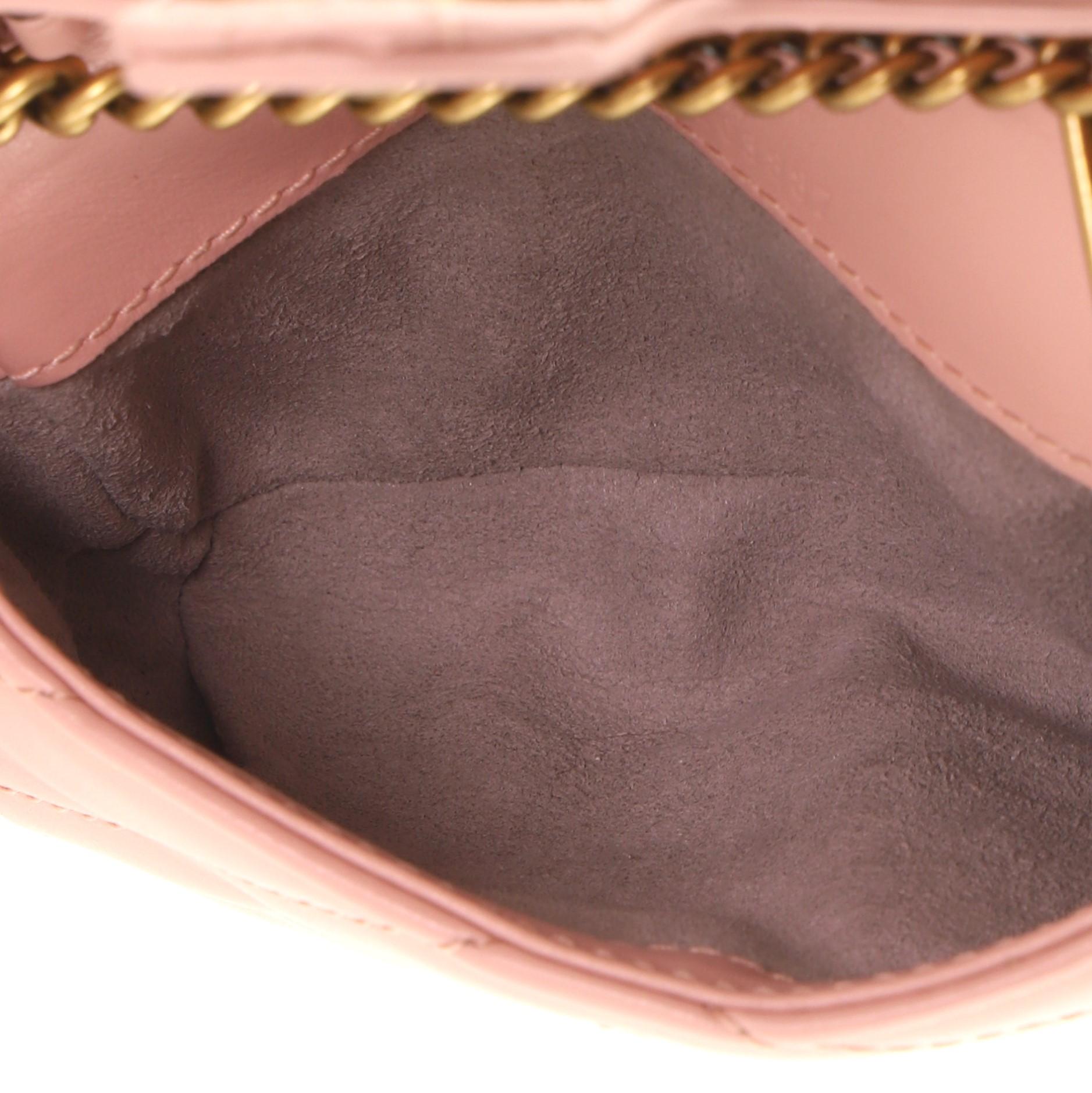 Beige Gucci GG Marmont Coin Purse on Chain Matelasse Leather