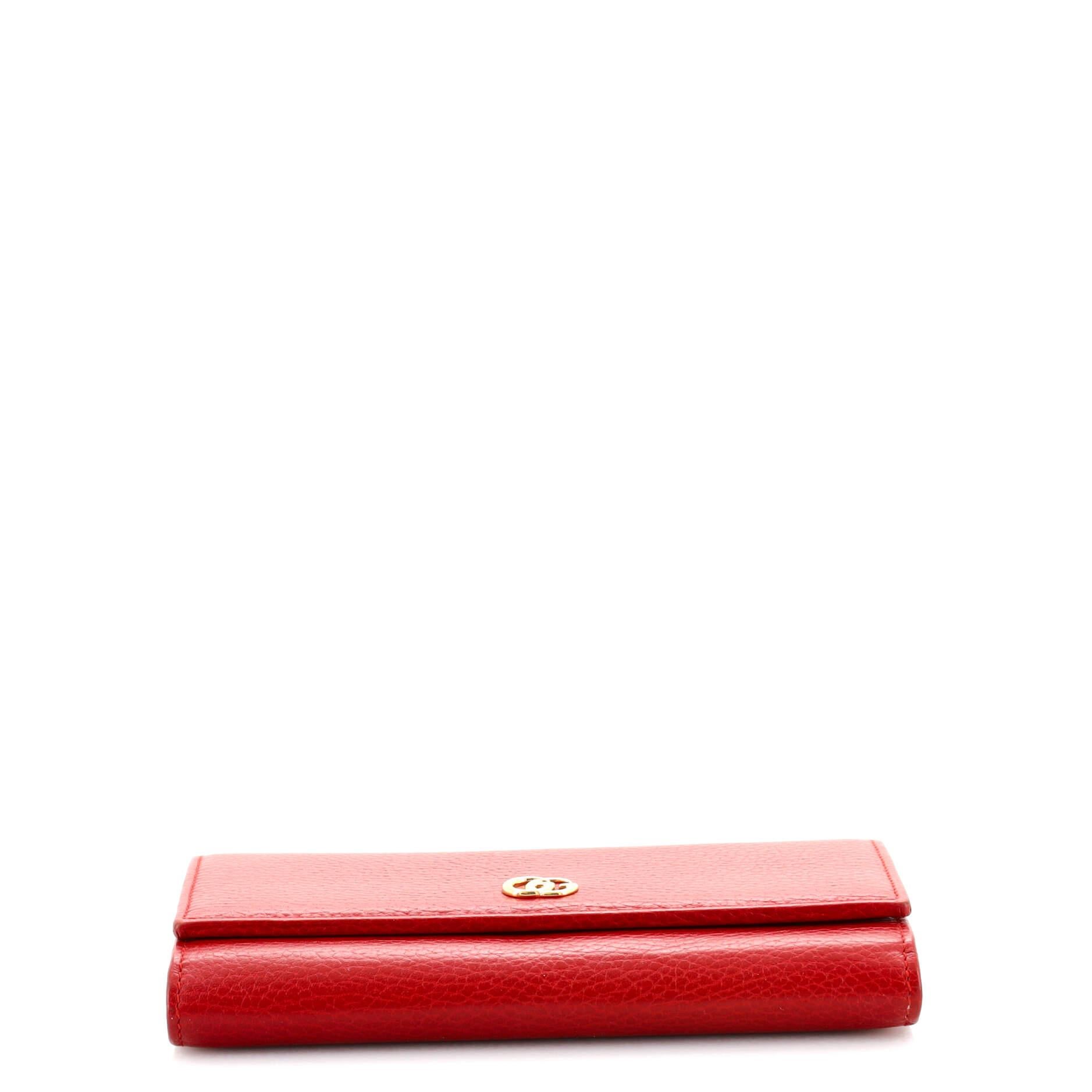 Red Gucci GG Marmont Continental Chain Wallet Leather