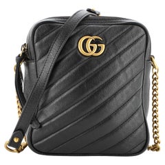 Gucci GG Marmont Double Zip Camera Bag Diagonal Quilted Leather Mini