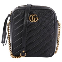 Used Gucci GG Marmont Double Zip Camera Bag Matelasse Leather Mini