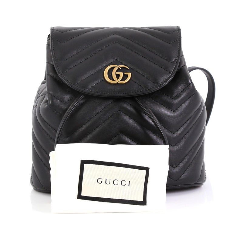 Gucci GG Marmont Drawstring Backpack Matelasse Leather ...