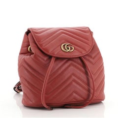 Gucci GG Marmont Drawstring Backpack Matelasse Leather Mini