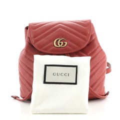 Gucci GG Marmont Drawstring Backpack Matelasse Leather Mini
