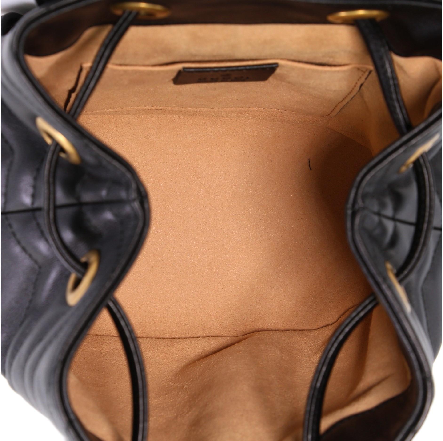 Gucci GG Marmont Drawstring Backpack Matelasse Leather Mini  1