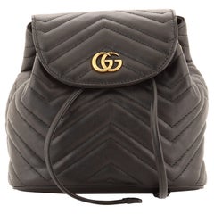 Used Gucci GG Marmont Drawstring Backpack Matelasse Leather Mini
