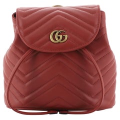 Used Gucci GG Marmont Drawstring Backpack Matelasse Leather Mini